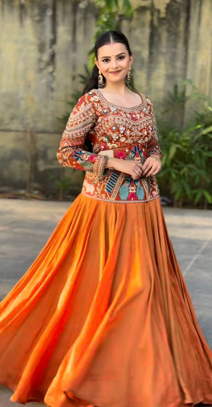 Thumbnail: Chinon Silk Lehenga Choli Set with Embroidery Sequins Work Festive Wear for Wome