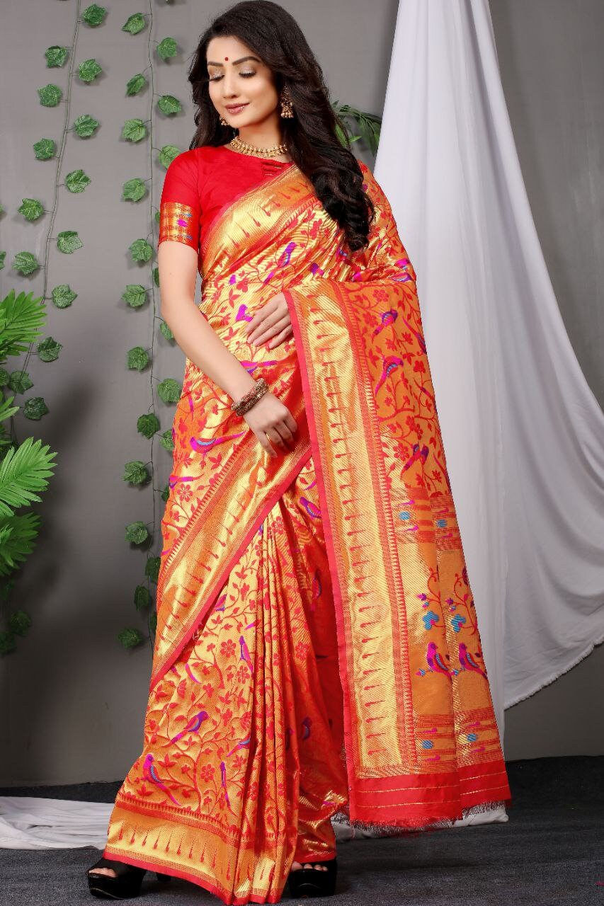 Thumbnail: Traditional Kanjeevaram Silk Saree For Women Traditional Indian Wedding Silk Sar