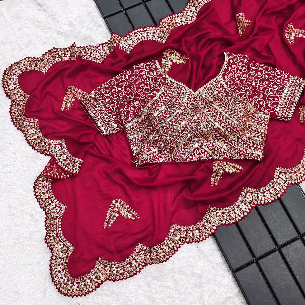 Thumbnail: Designer Partywear Hot pink saree with Beautiful Embroidery Work