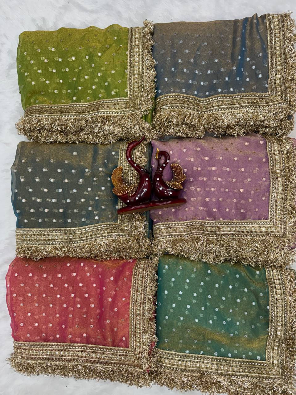 Thumbnail: Rangoli Silk Saree Embroidery Piping Border Mono Banglory Blouse Festive