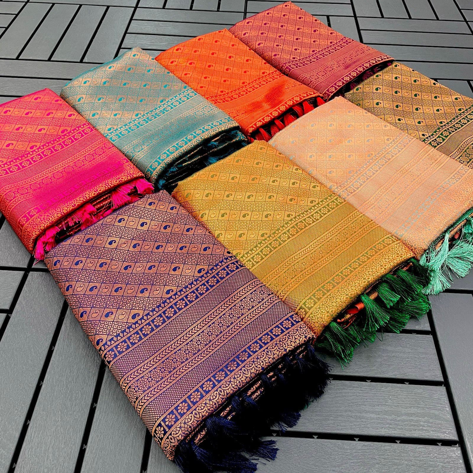 Kanjivaram Kubera Pattu Silk saree for women southindian wedding saree Partywear