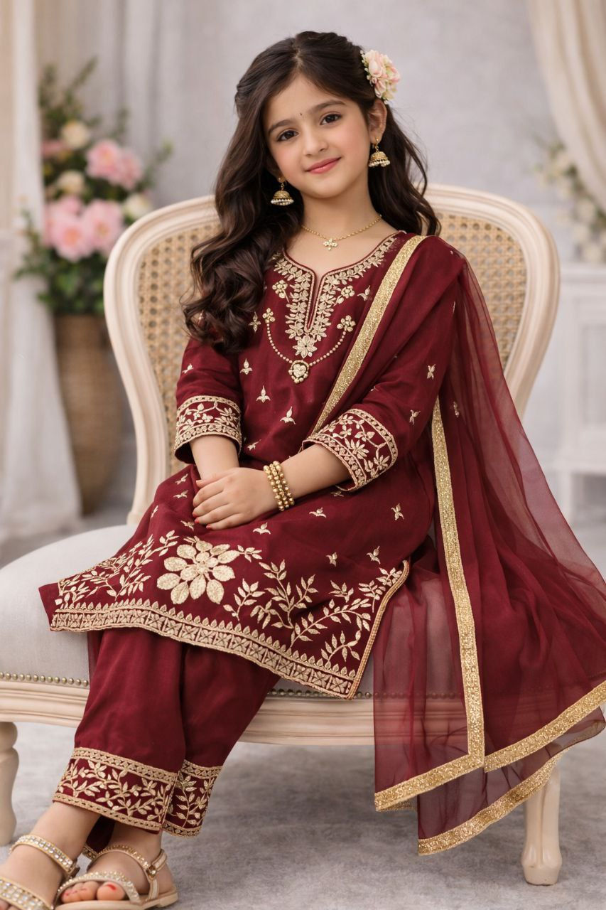 Thumbnail: Kids Ethnic Palazzo Dress Girls Festival Party Wear Outfit