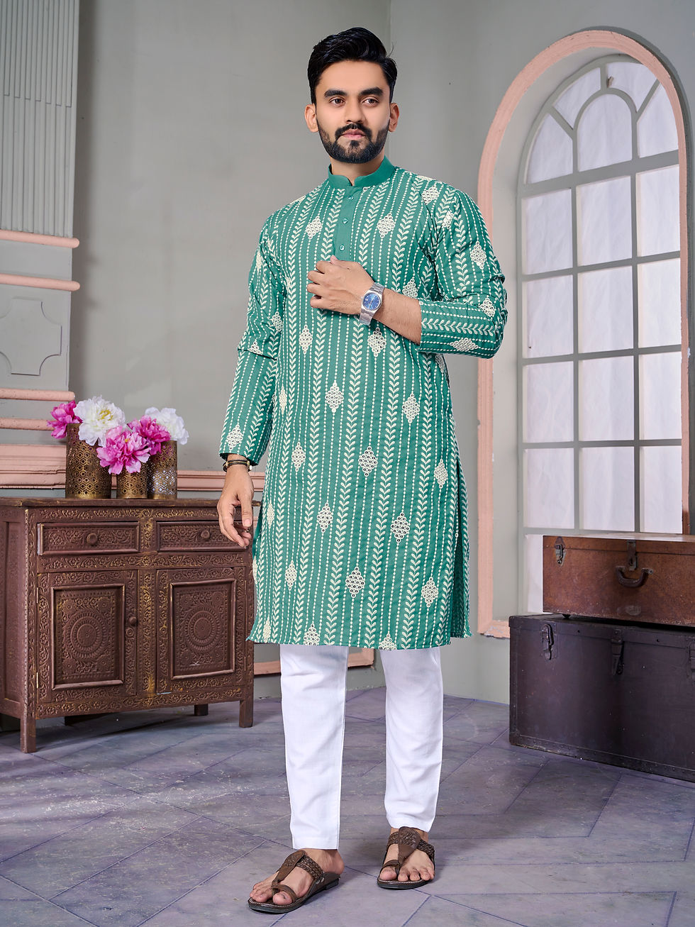Thumbnail: Festive wear men's Kurta-Men kurta-Navratri Kurta-Kurta payjama set-men