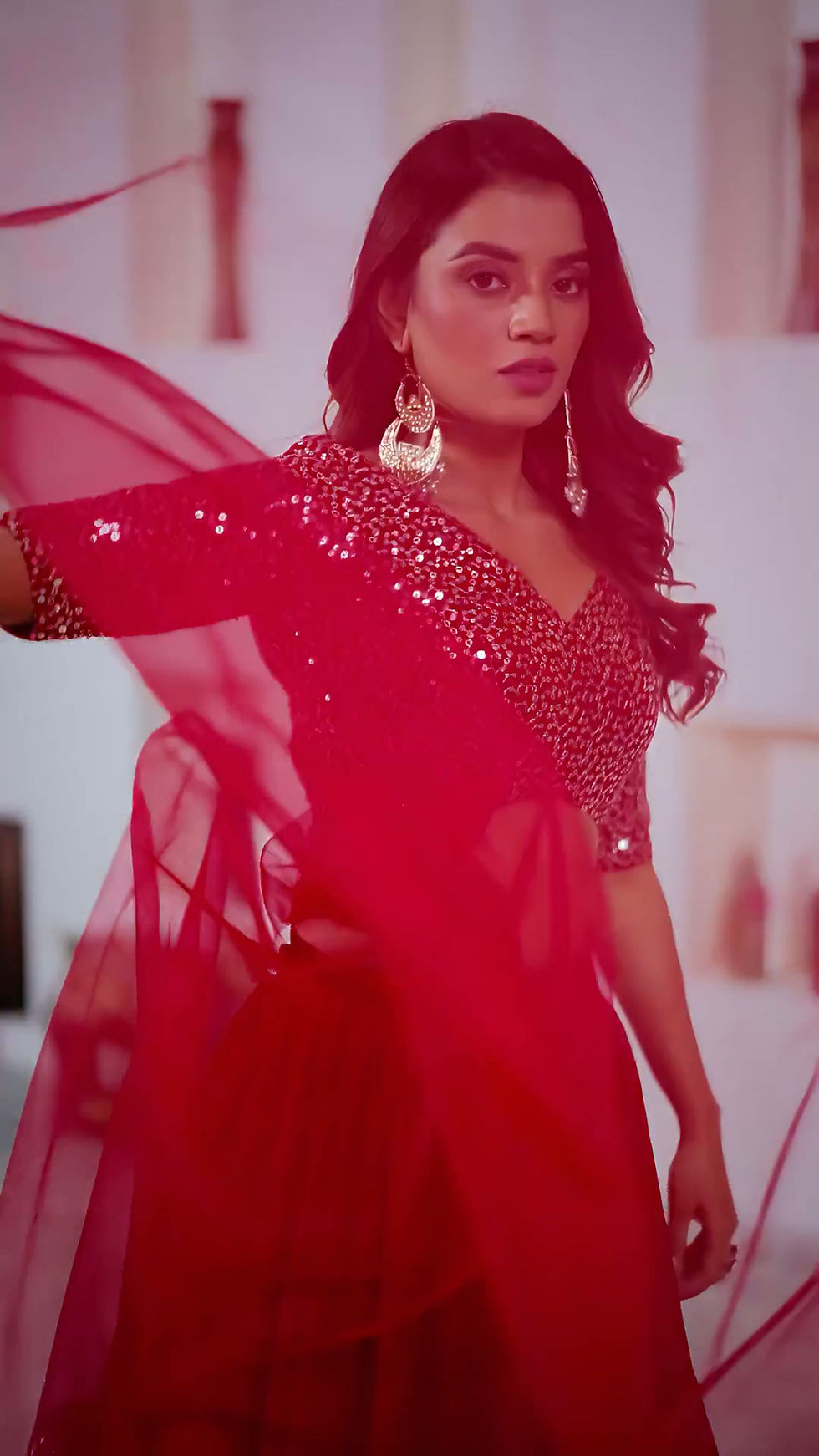 Thumbnail: Georgette Lehenga Choli with Zari and Sequins Embroidery and Soft Net Dupatta