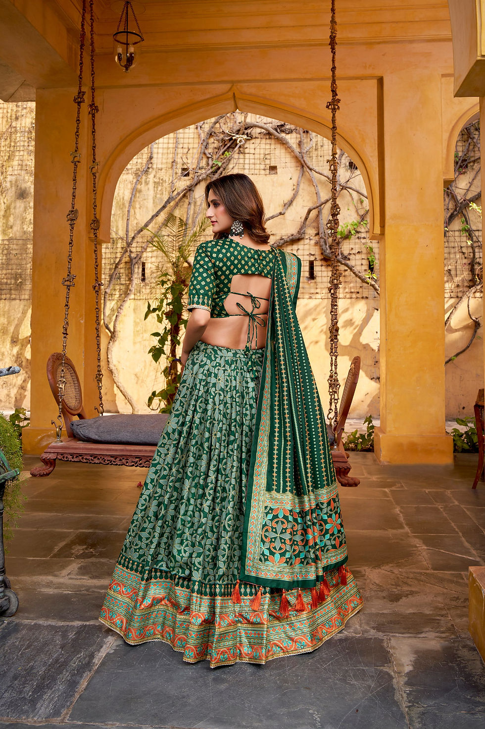 Thumbnail: Tasar Silk Lehenga Choli Set with Iconic Sparkle Work and Lace Border Festive We