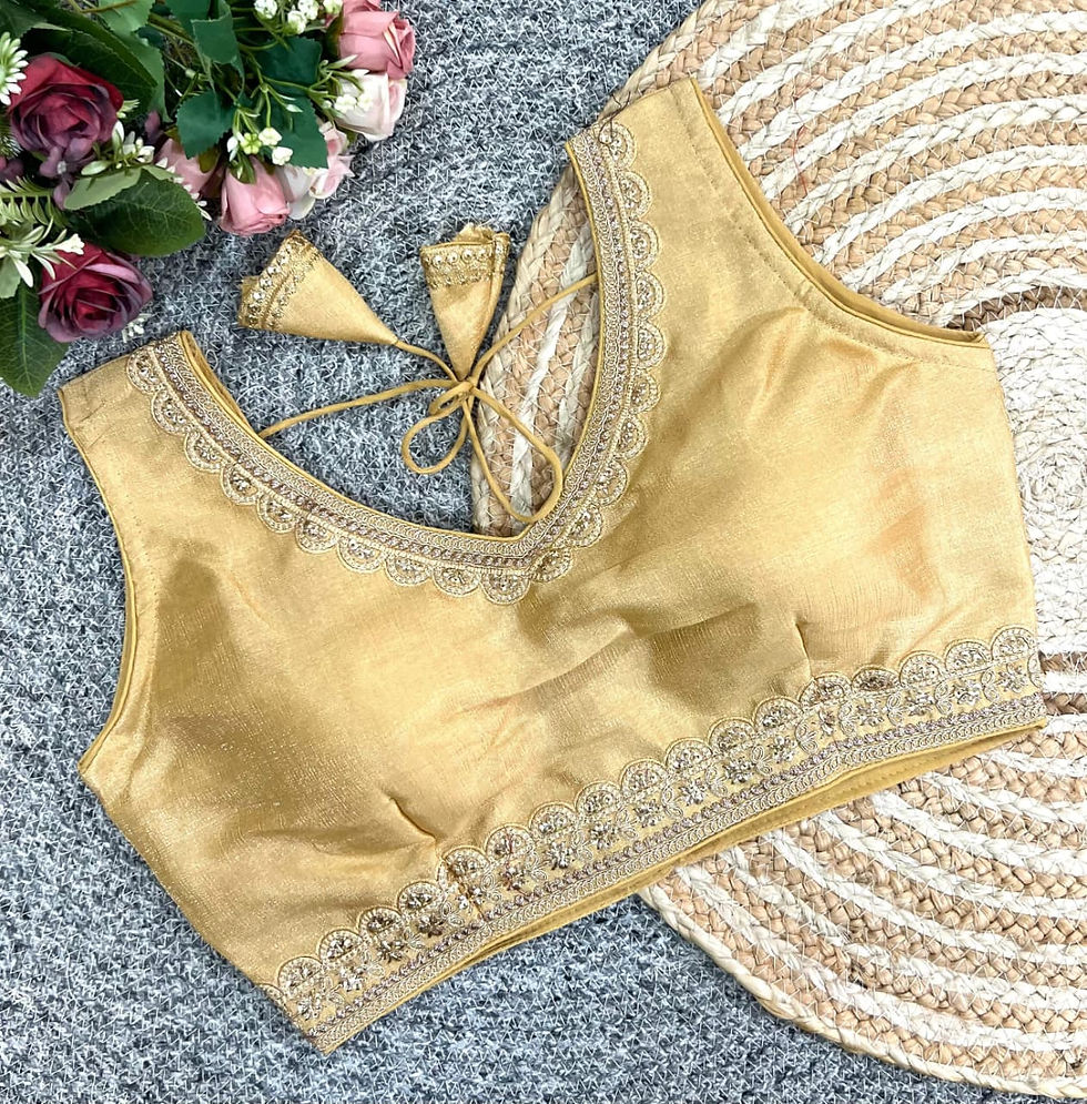 Thumbnail: Maahi Designer Milan Silk Blouse with Zari Sequins Thread Work Back Open Ethnic