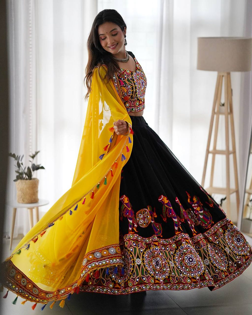 Thumbnail: Women's Premium Faux Georgette Semi-Stitched Lehenga Choli with Dupatta
