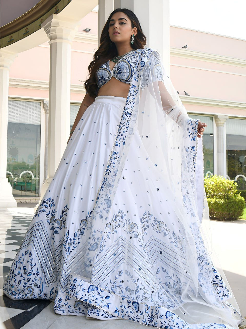 Thumbnail: Women's White Satin Semi-Stitched Lehenga Choli with Soft Net Dupatta