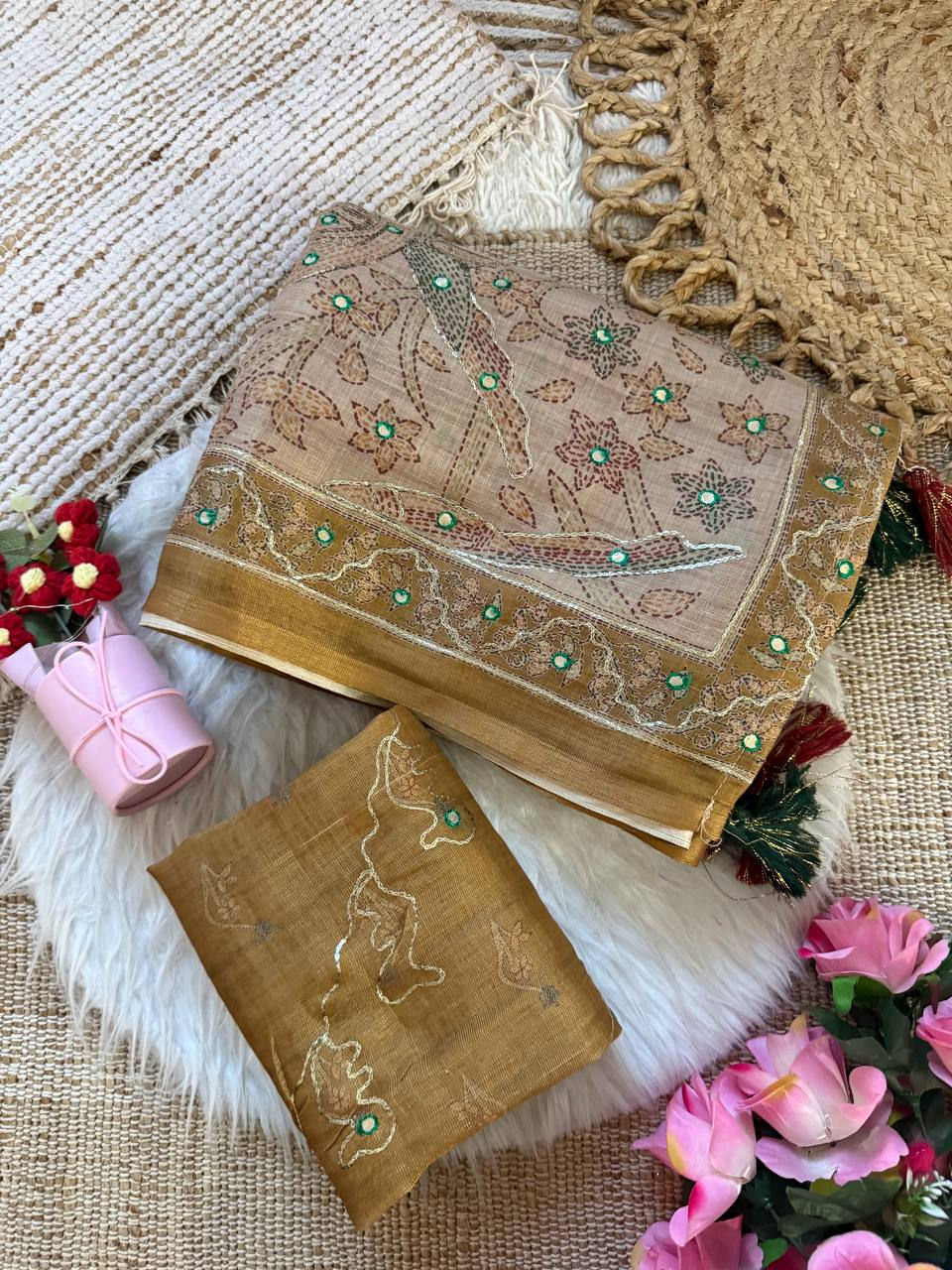 Thumbnail: Wedding Wear Simar Silk Saree with Aari Work