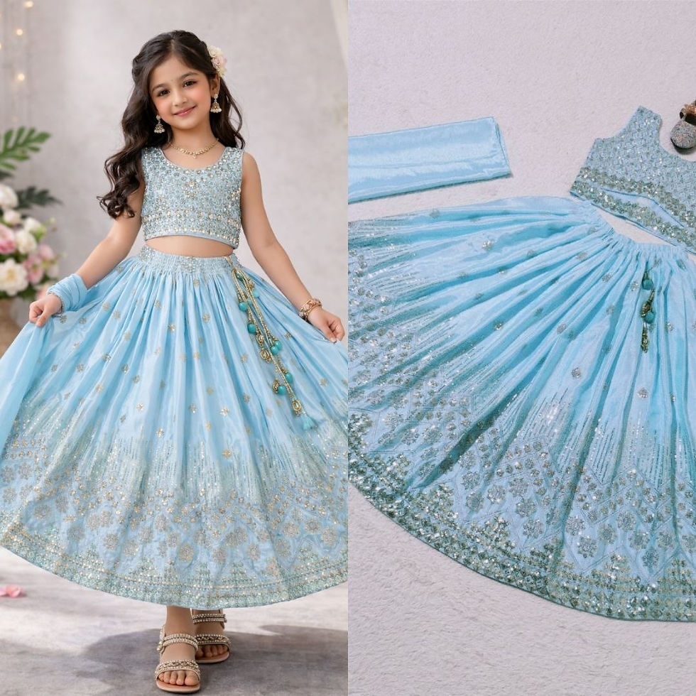 Thumbnail: Kids Ethnic Lehenga Choli Girls Festive Designer Outfit Set