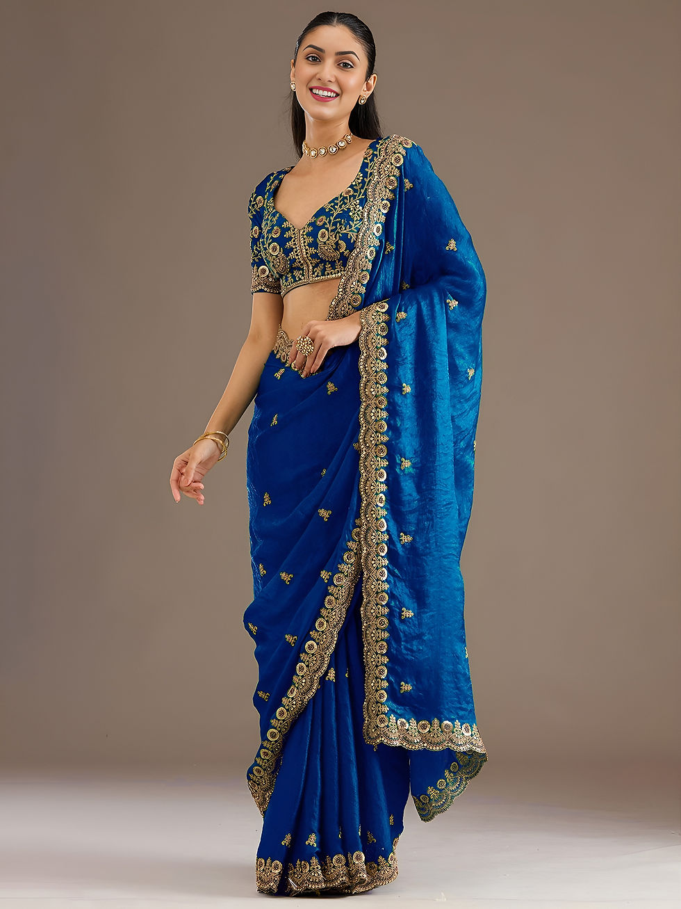 Thumbnail: Tissue Silk Saree Zari Embroidery Sequins Pearl Work Festive Party