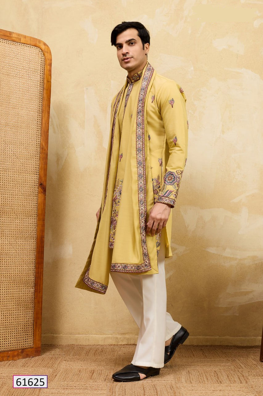 Thumbnail: Women Embroidered Kurta Pant Set with Dupatta Festive Party Wear Suit