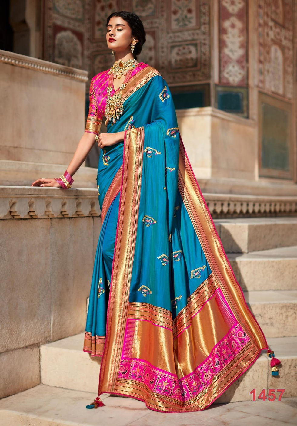 Traditional Paithani Silk Saree For Women Indian Wedding Wear Silk Saree With Be
