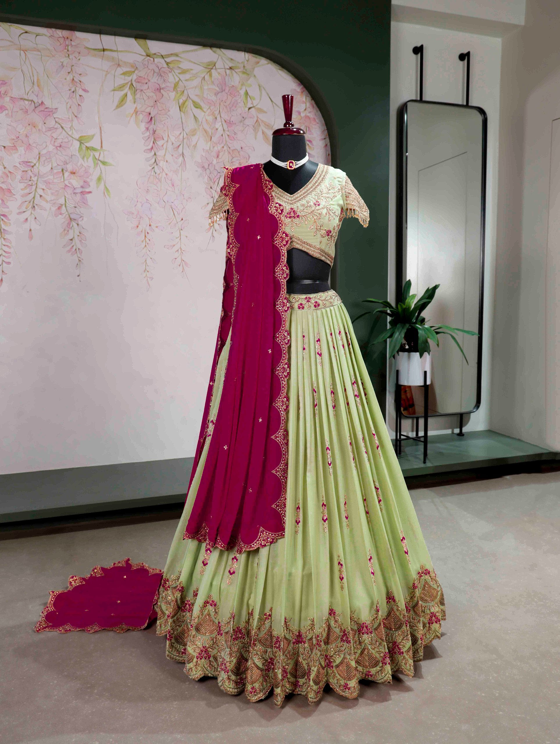 Women Lehenga Choli Set Wedding Party Wear Embroidered Traditional Ethnic Outfit