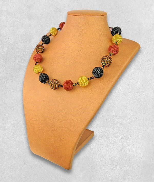 Thumbnail: African Maasai Handmade Beaded Choker Necklace |Chunky|Ethnic|Tribal |Gold&amp;B