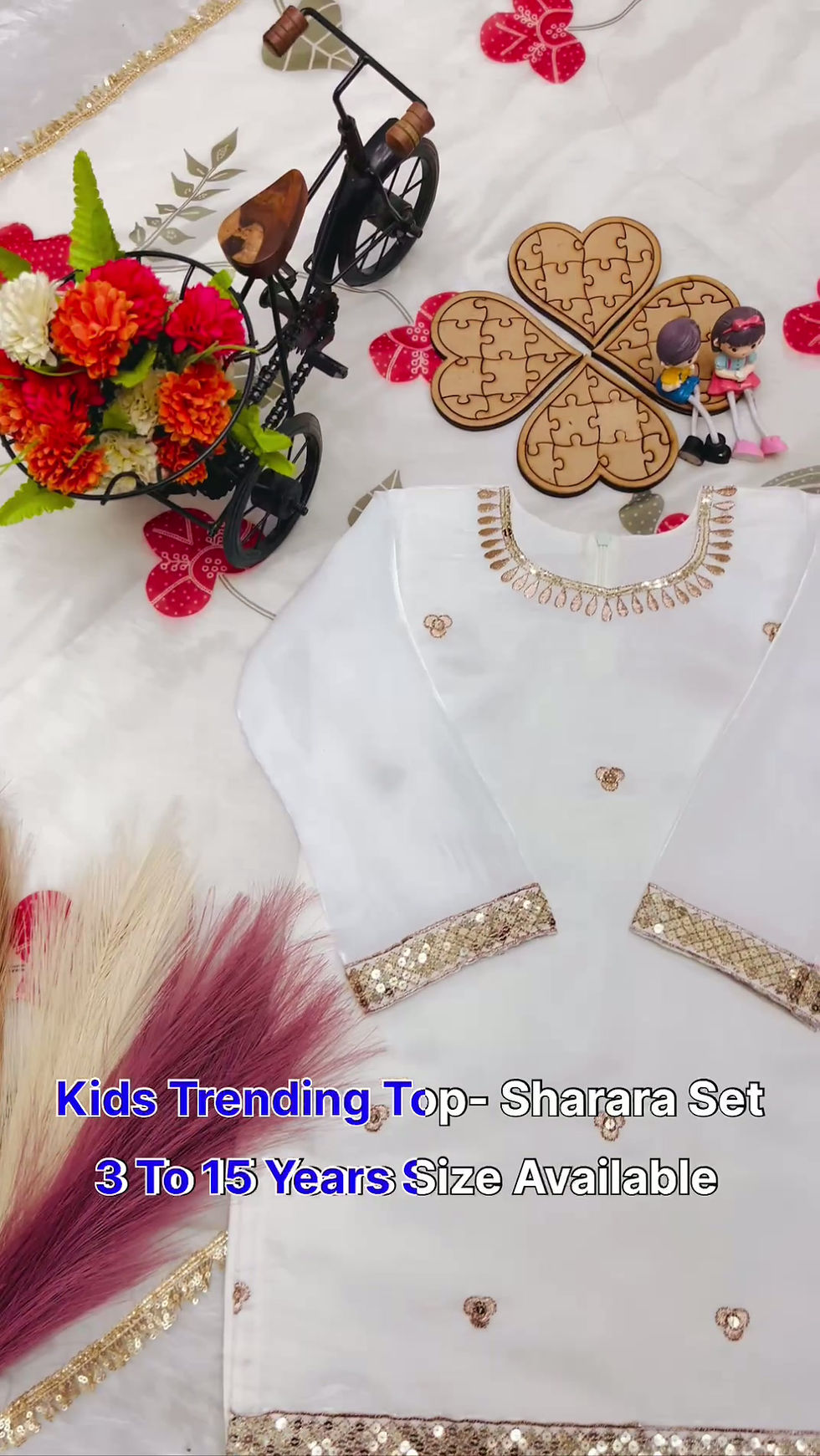 Thumbnail: Girls Party Wear Sharara Suit with Fancy Dupatta Ethnic Dress