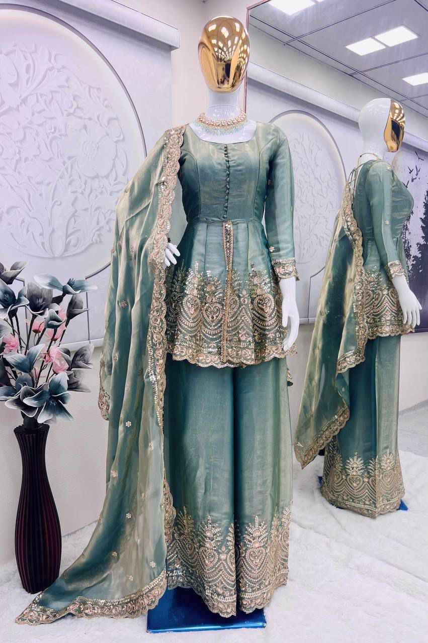 Thumbnail: Stylish Fandy Silk Sharara Suit for Women Festive Collection