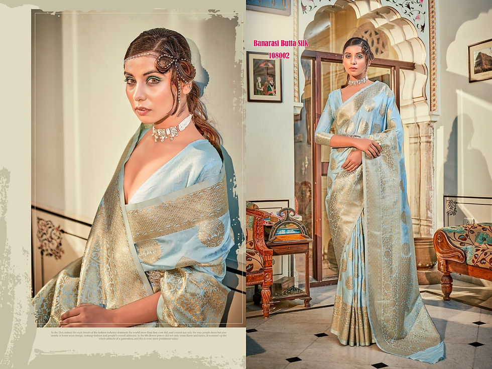 Thumbnail: Indian Wedding Silk Saree With Beautiful Woven Work Boarder &amp; Blouse For Par