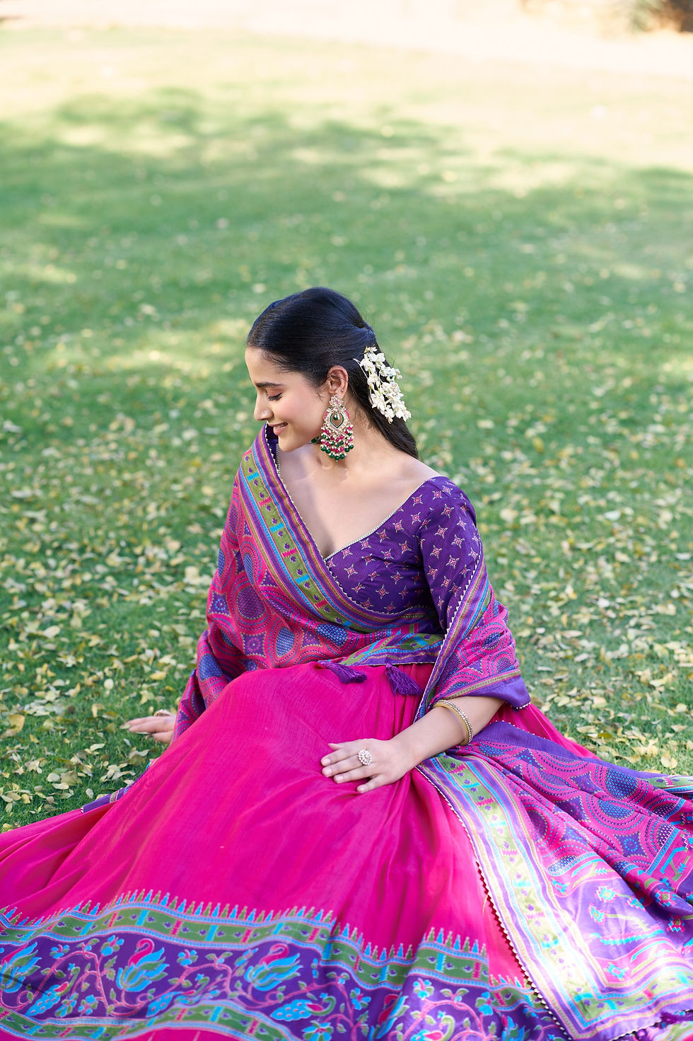 Thumbnail: Tasar Silk Lehenga Printed Sparkle Work Women Festive Ethnic Outfit with Dupatta