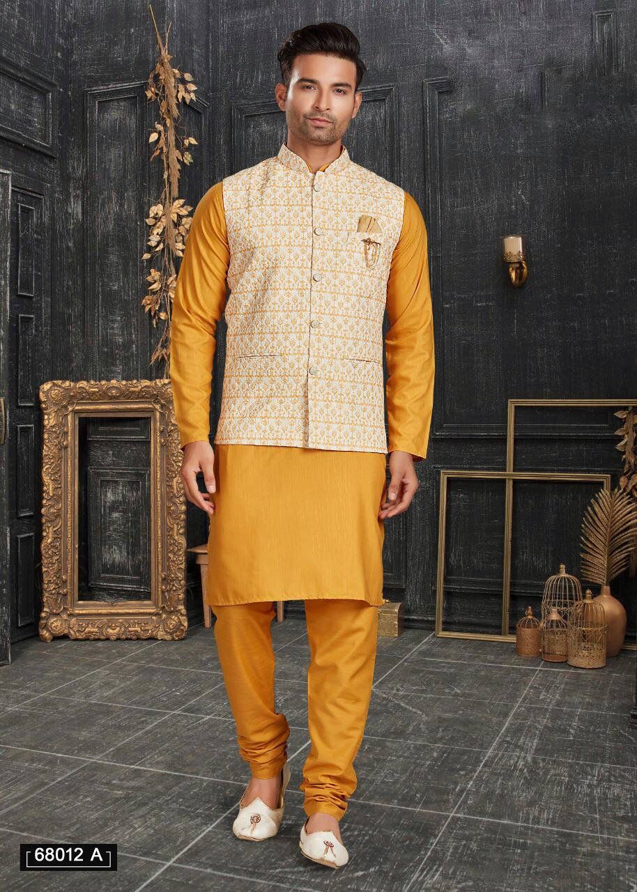 Thumbnail: Nehru Jacket, Modi Kurta Koti set,Indian Mens kurta Pure Cotton embroidered Men'