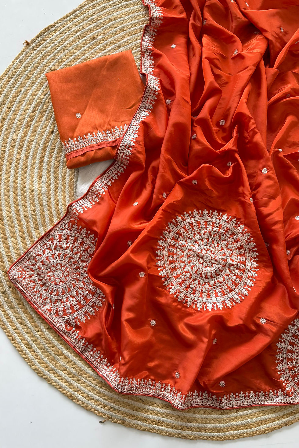 Thumbnail: Space Silk Saree with All Over Embroidery Work