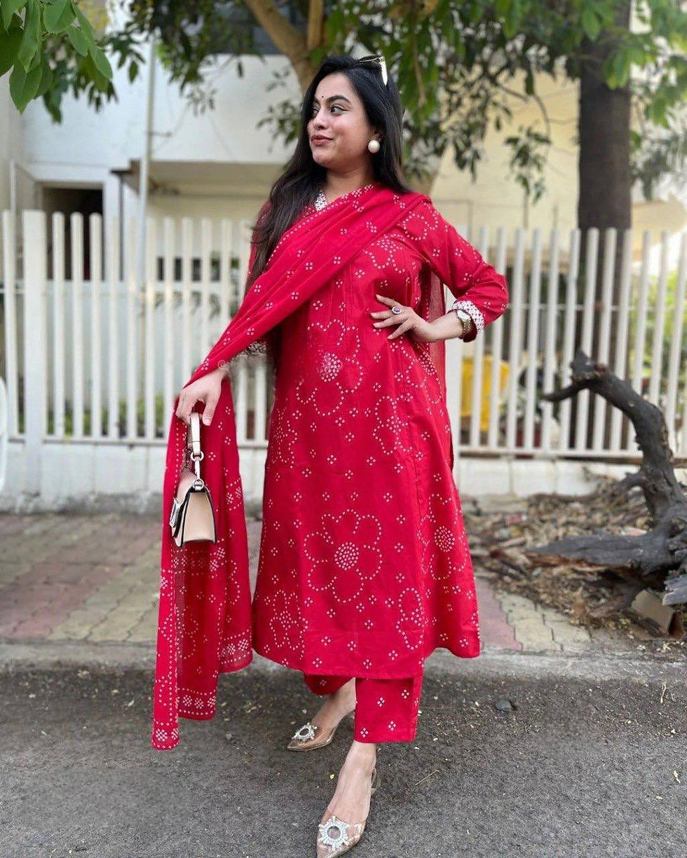 Thumbnail: Women's Rayon Printed Kurta Set with Rayon Pant and Chanderi Printed Dupatta