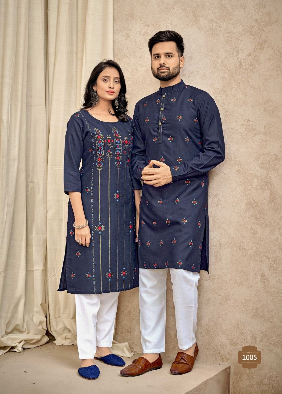 Thumbnail: Punjabi Kurta and Kurti Couple combo•Family combo•For function•wedding•Mehendi•f