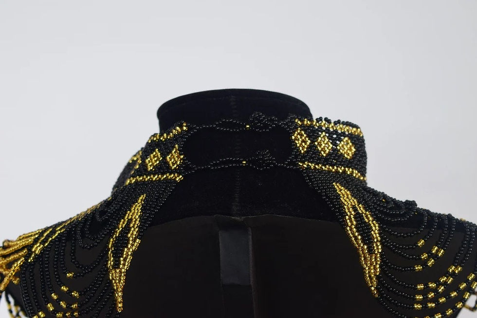 Thumbnail: African Maasai Handmade Beaded Choker Necklace |Chunky|Ethnic|Tribal |Gold&amp;B