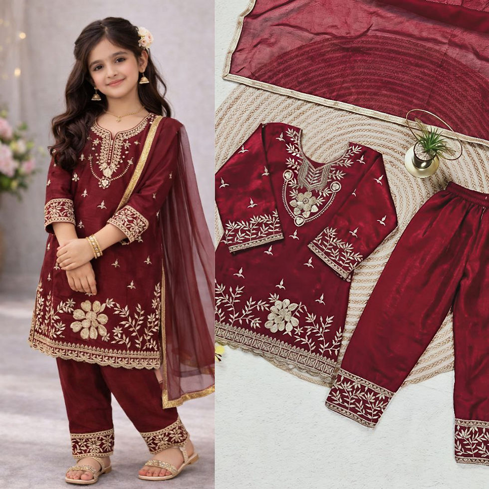 Thumbnail: Kids Ethnic Palazzo Dress Girls Festival Party Wear Outfit