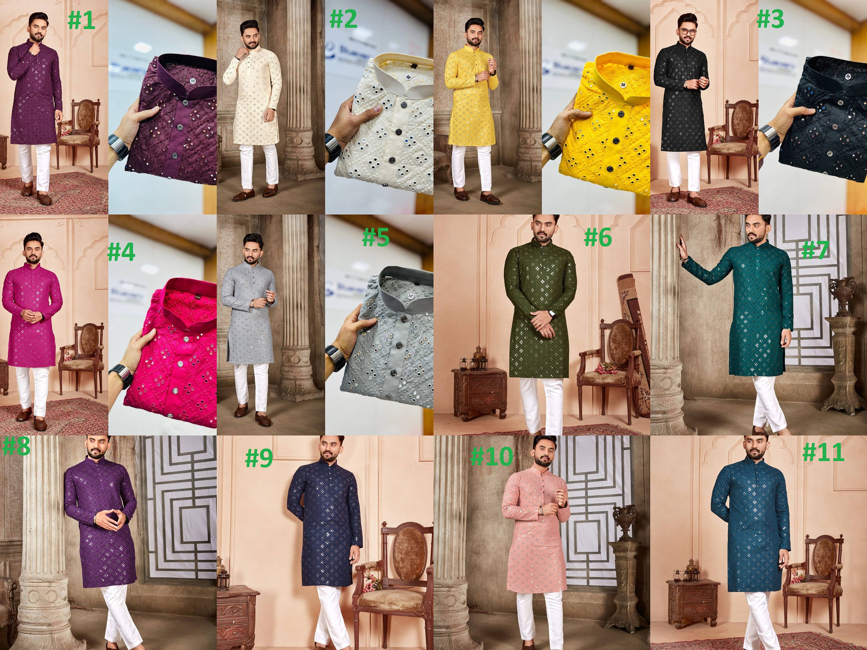 Indian Mens kurta Pure Cotton embroidered Men's Kurta payjama set men wedding ku