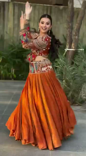 Thumbnail: Chinon Silk Lehenga Choli Set with Embroidery Sequins Work Festive Wear for Wome