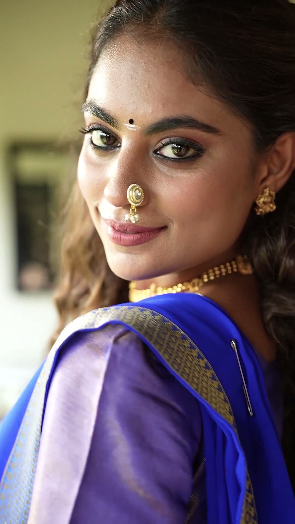Thumbnail: Kanchipuram Lehenga Choli Dupatta Set for Women with Zari Weaving Wedding Festiv