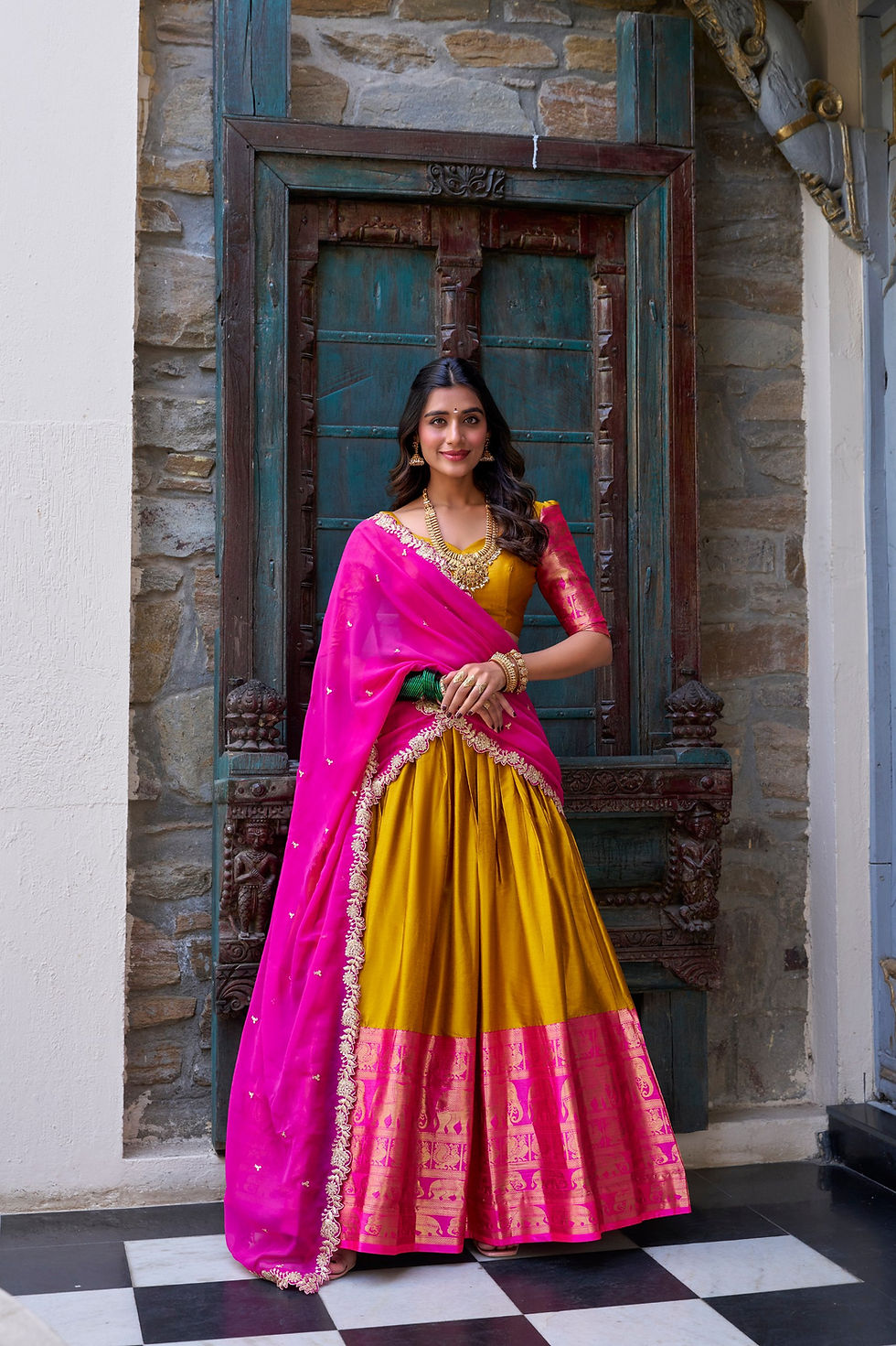 Thumbnail: Narayan Pattu Zari Weaving Lehenga Choli Set with Georgette Dupatta for Wedding