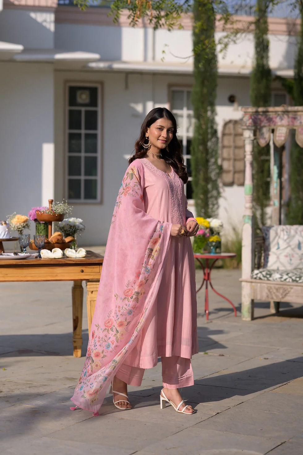Thumbnail: Women PV Chanderi Salwar Suit Set Embroidered Ethnic Wear