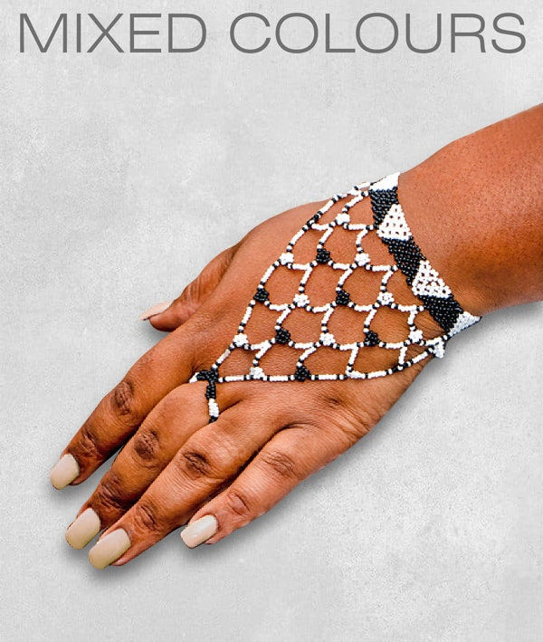 African Beaded Zulu glove/bracelet, Tribal Jewelry, Zulu women jewelry, African