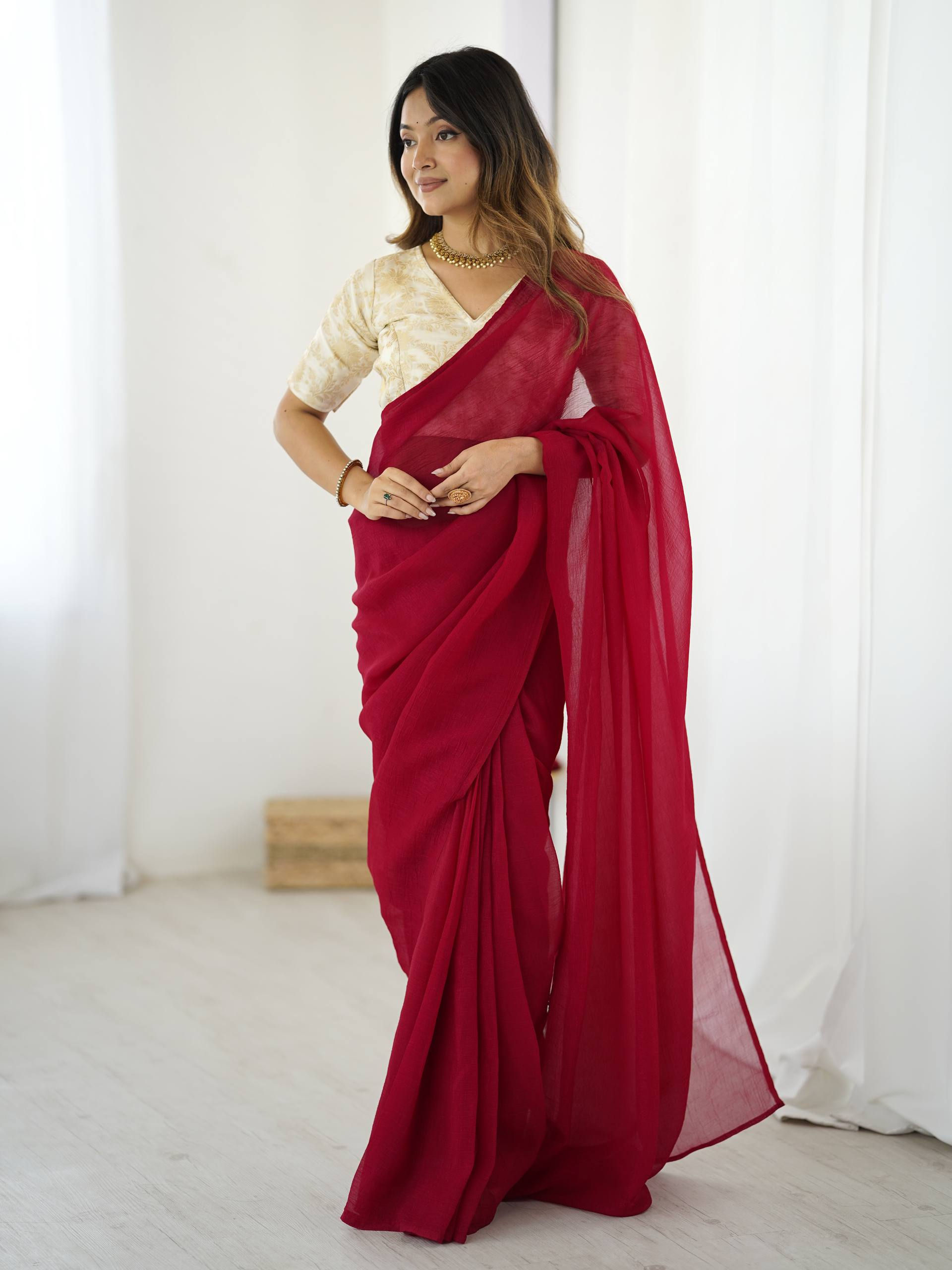 Ready to Wear Sparkle Silk Saree with Banarasi Silk Blouse Pre Stitched Party We