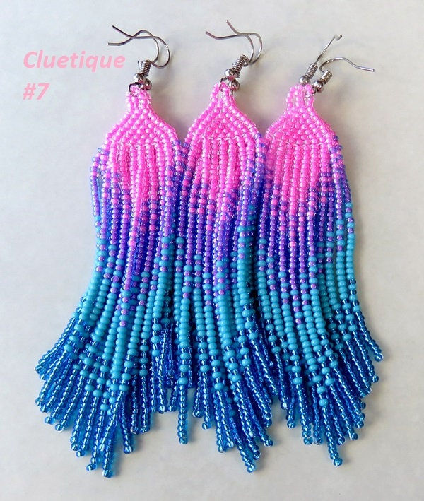 Thumbnail: Beadwork earrings, Multi Colors earrings Beaded earrings Ethnic earrings America
