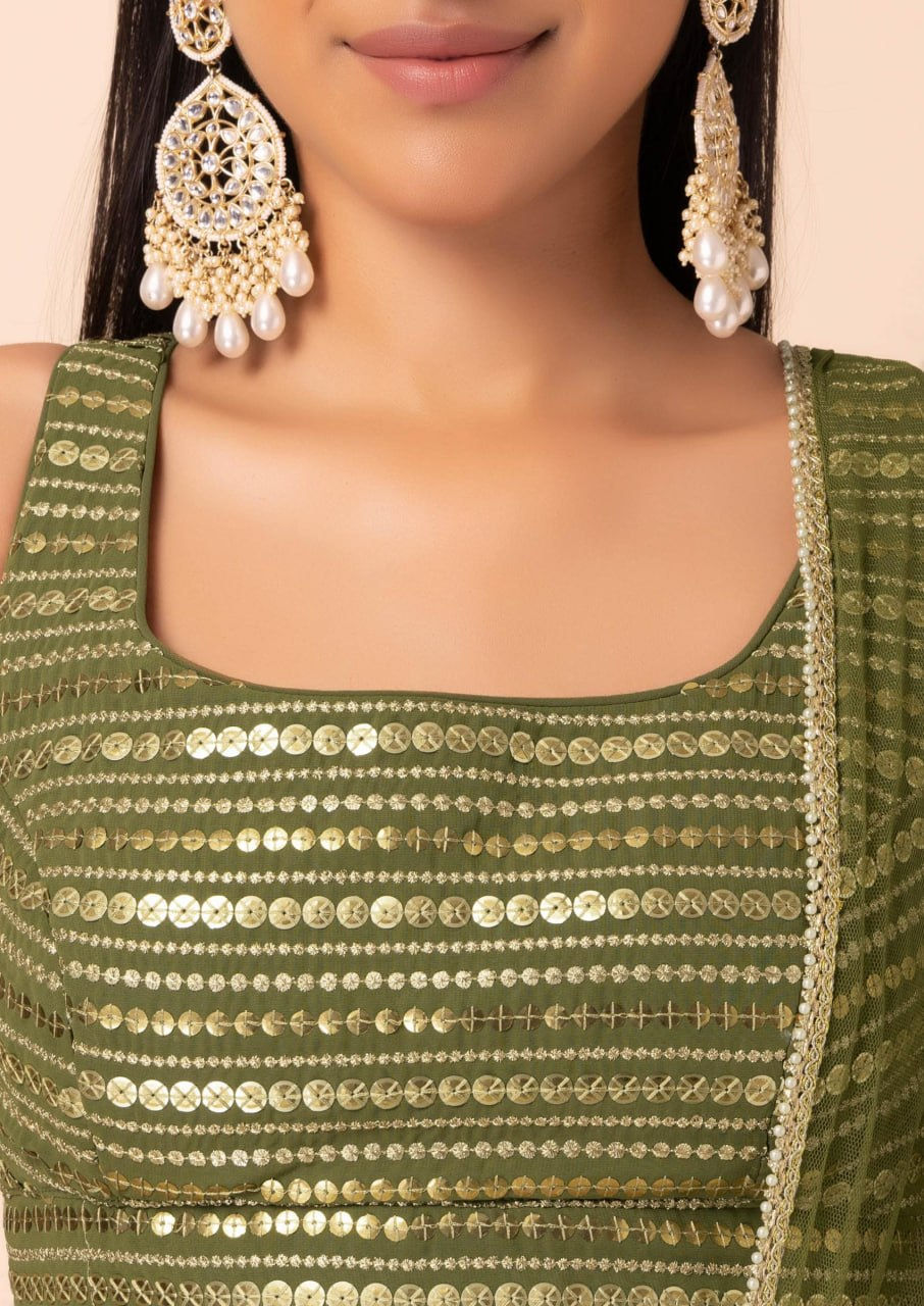 Thumbnail: Women's Premium Georgette Semi-Stitched Lehenga Choli with Soft Net Dupatta