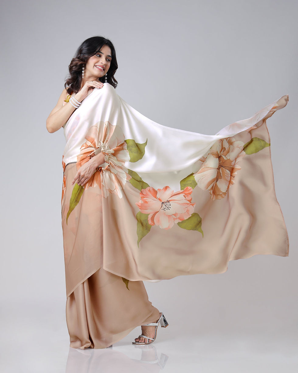 Romentic Floral Freehand Saree