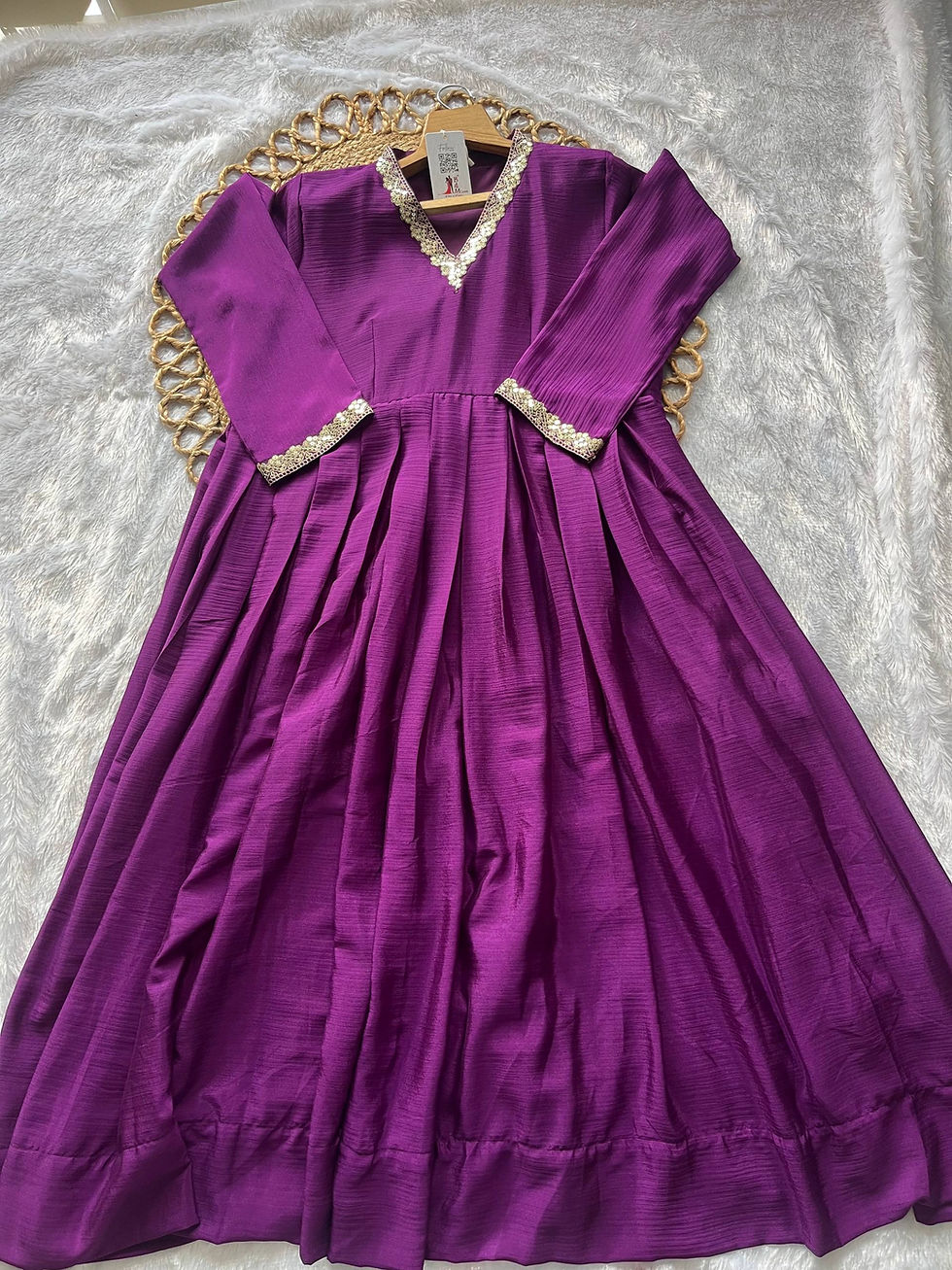 Thumbnail: Designer V-Neck Long Kurta, Pant & Ethnic Dupatta