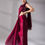 Thumbnail: Wine color Bridesmaids Partywear Organza silk saree for women bride to be saree