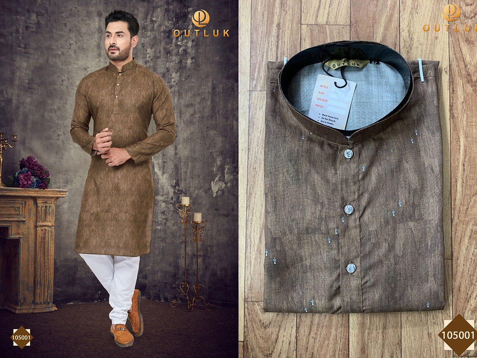 Thumbnail: Indian Mens kurta Pure Cotton embroidered Men's Kurta payjama set men wedding ku