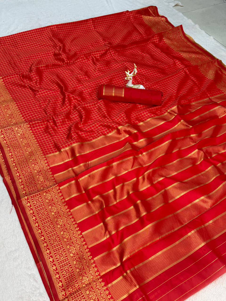 Thumbnail: Lichi Silk Banarasi Saree for Wedding Festive Traditional Wear Saree