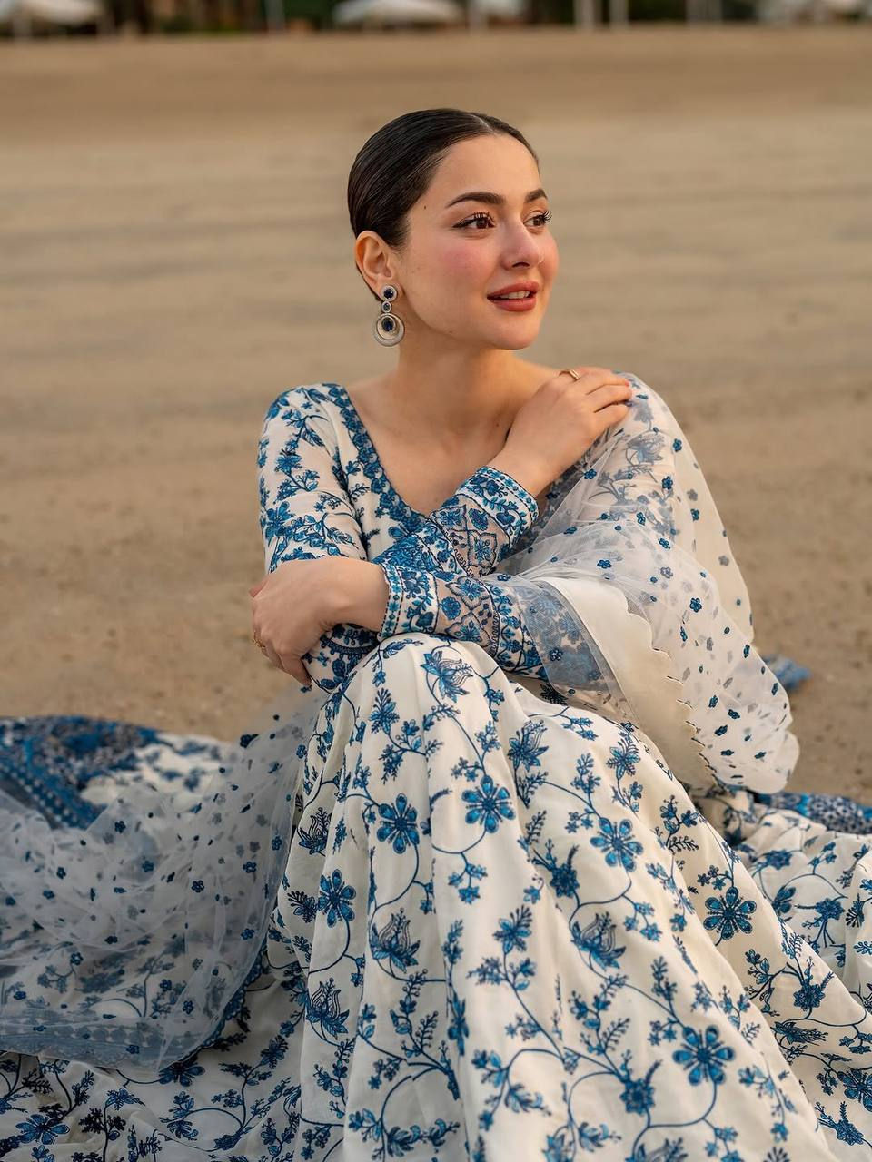 Thumbnail: Faux Georgette Anarkali Suit Set Sequins Thread Work Dupatta Festive Party Wear