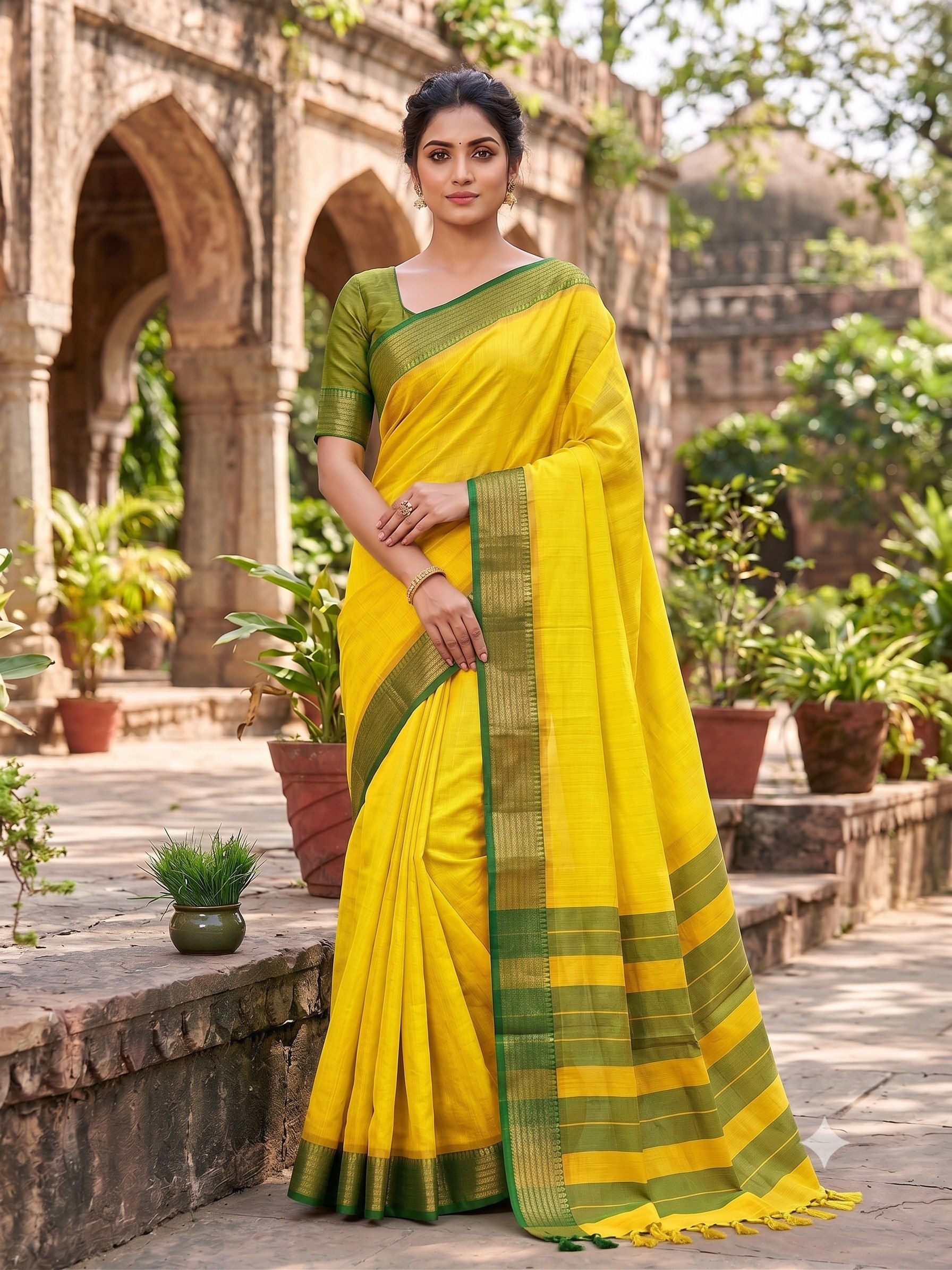 Women's Kota Doriya Saree with Self Weaving Checks & Patta Pallu