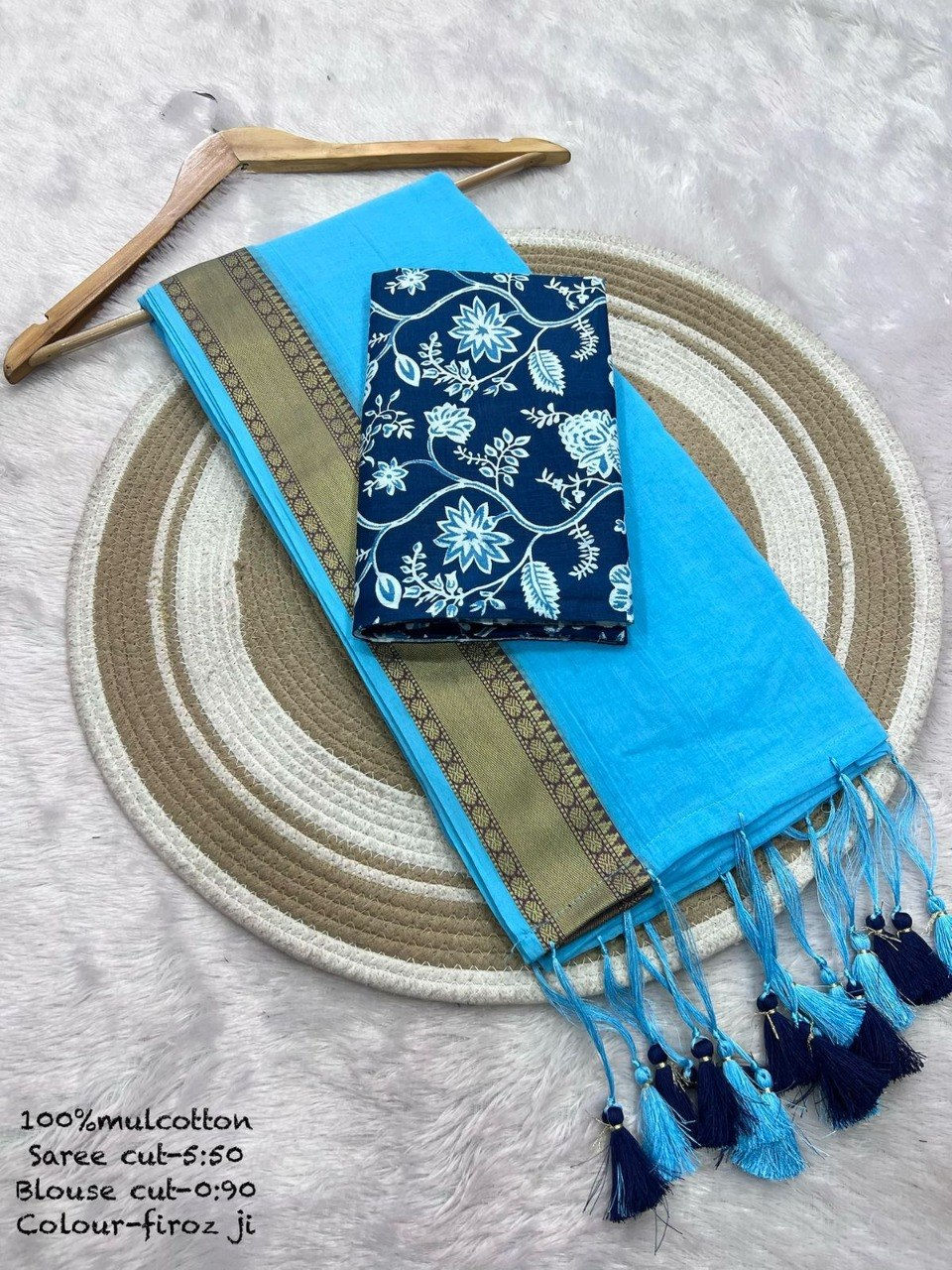 Thumbnail: Women Designer Saree with Tassels and Cotton Blouse
