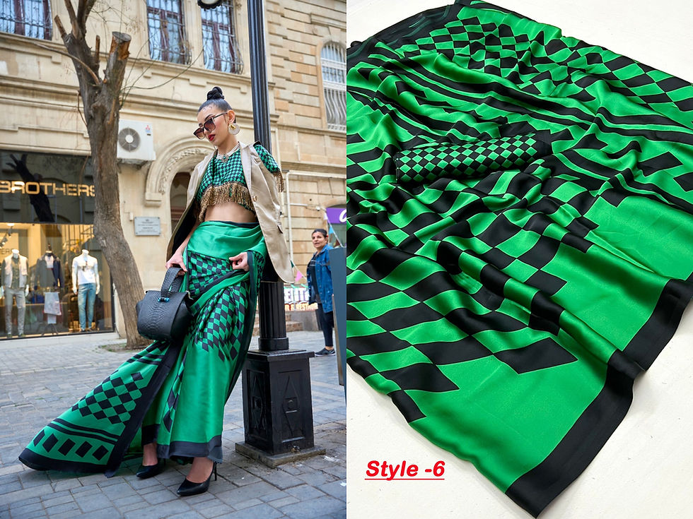 Thumbnail: Alia bhatt inspired saree-satin silk printed saree -Bridesmaid Georgette Ombre s