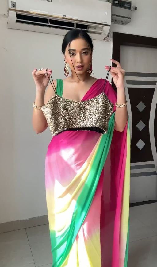 Thumbnail: Alia bhatt saree-Rocky &amp; Rani Movie saree-Bridesmaid Georgette Ombre saree-M