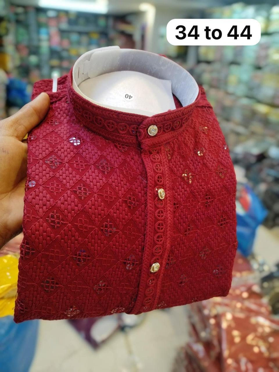 Thumbnail: Men Luckhnowi Kurta-Men kurta-Navratri Kurta-Kurta payjama set-men kurta tunic-I