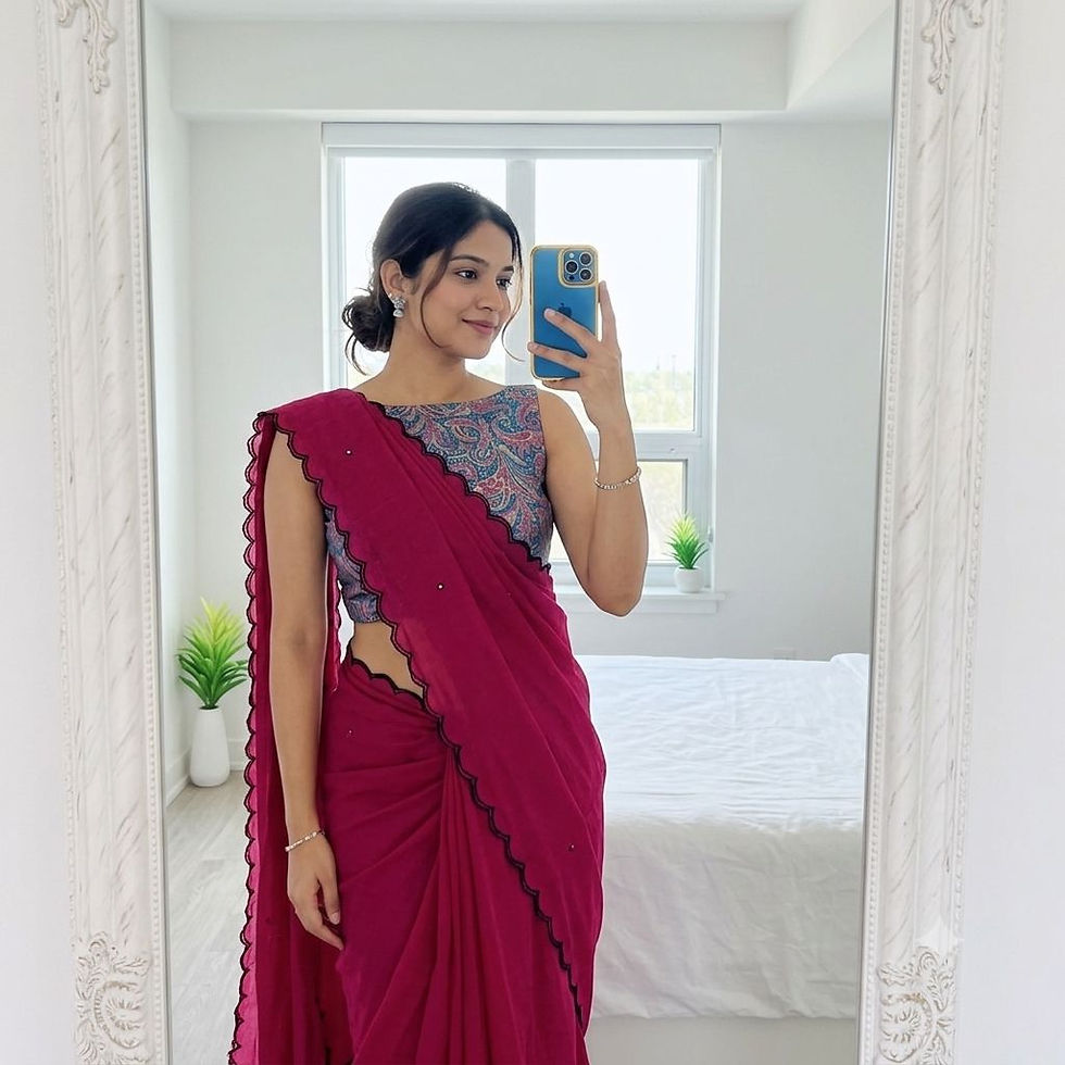 Thumbnail: Soft Chanderi Saree with Mirror Work & Thread Embroidery